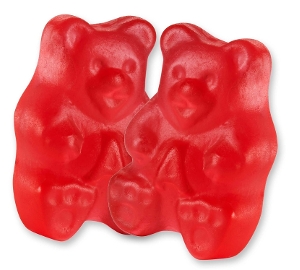 Albanese Rockin' Red Raspberry Gummi Bears  gummy candy in red